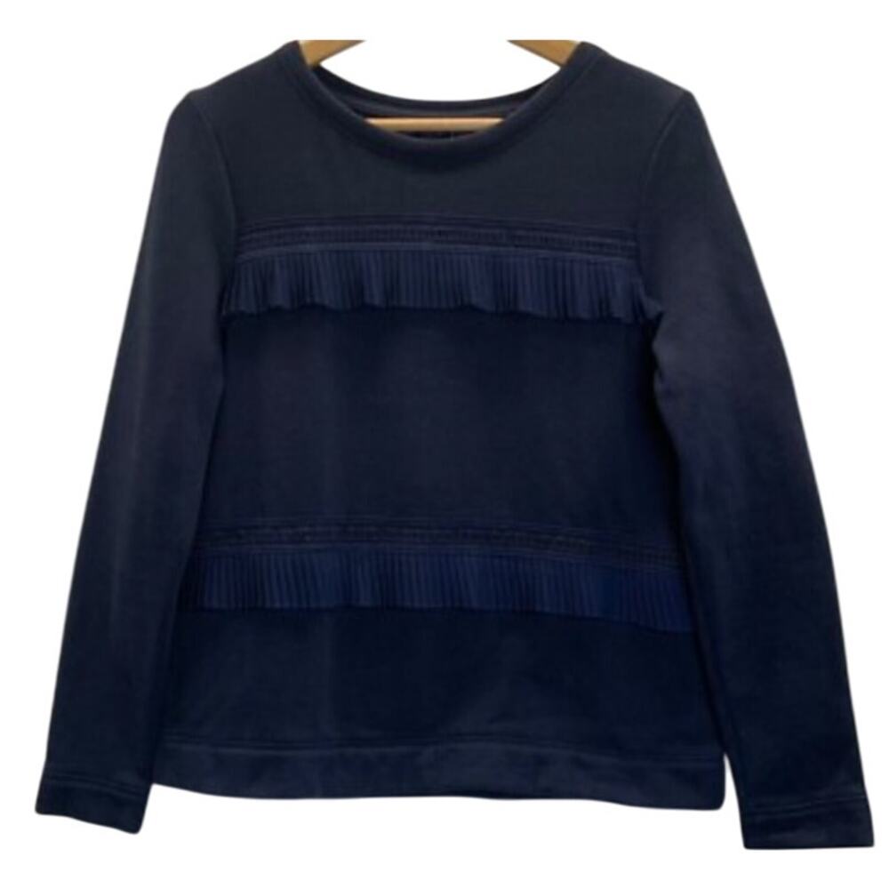 NWOT BANANA REPUBLIC Navy Pleat Ruffle Pullover Sweatshirt M